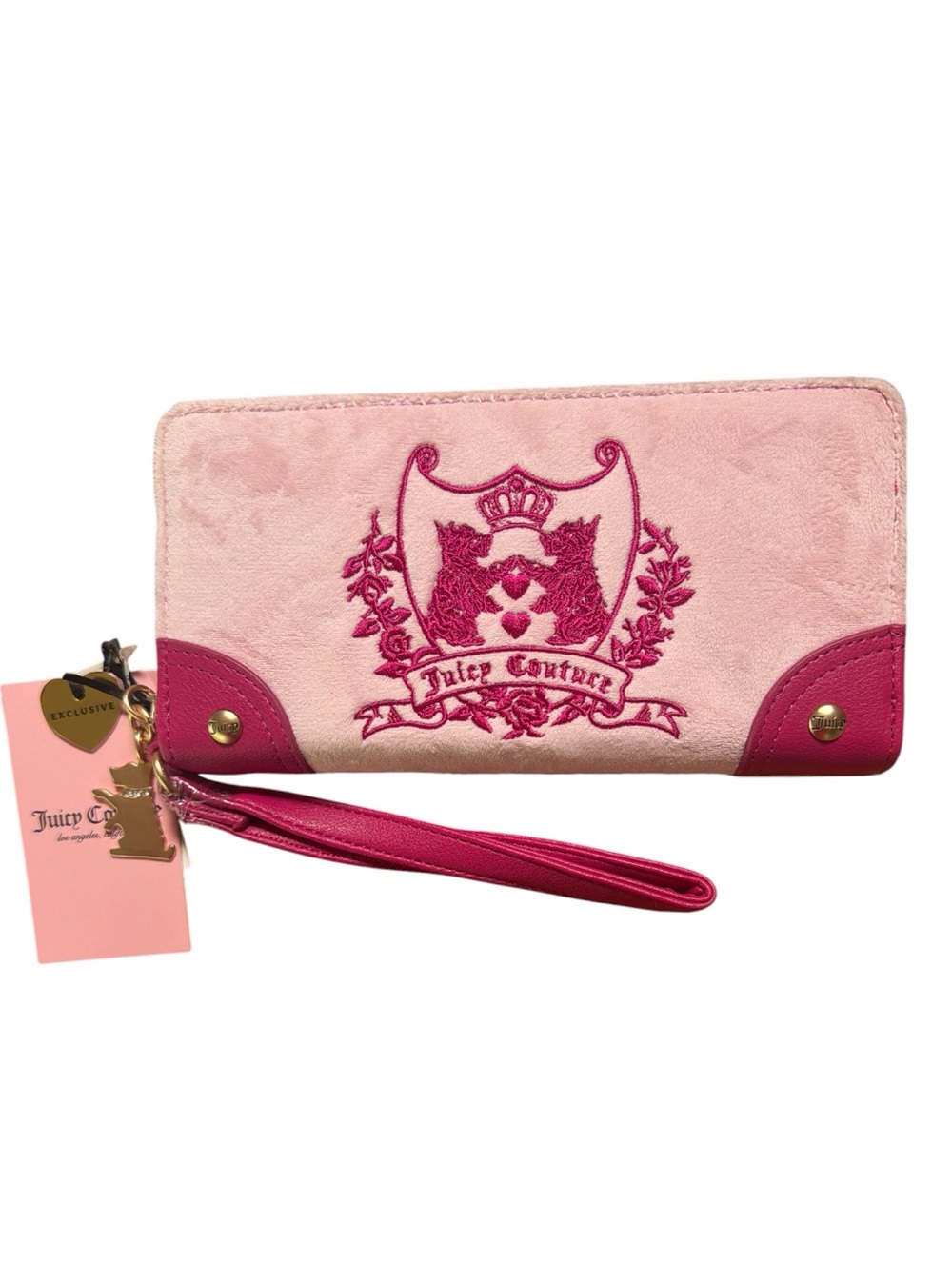 JUICY COUTURE New Love Chapter LRG  Zip Around Velour Flamingo Wallet ScottieDog
